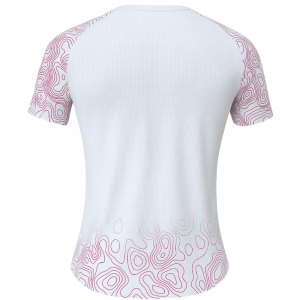 T-shirt femme trail running blanc rose