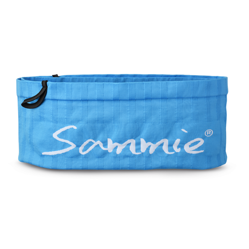 Vue de face, la ceinture de Running Sammie® Mini en  bleu