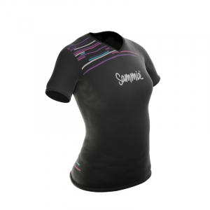 T-shirt sport femme col V côté droit